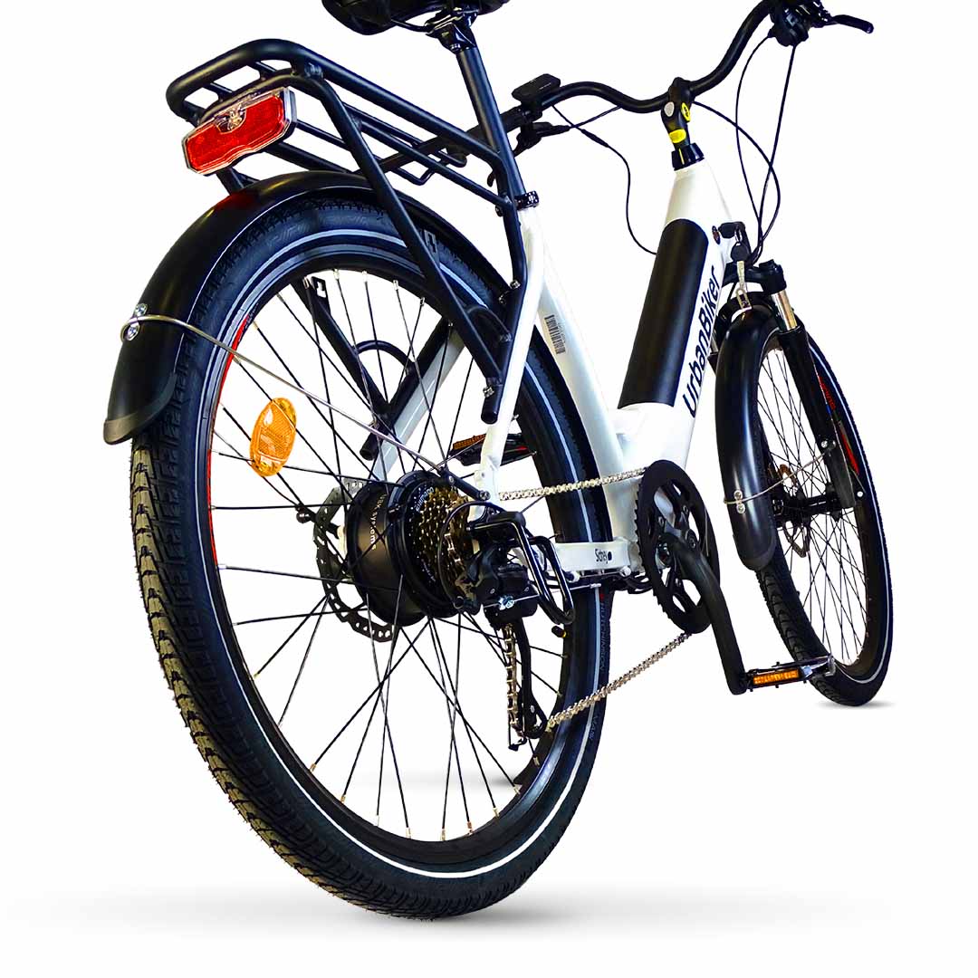 Bici elettrica da città URBANBIKER portapacchi posteriore