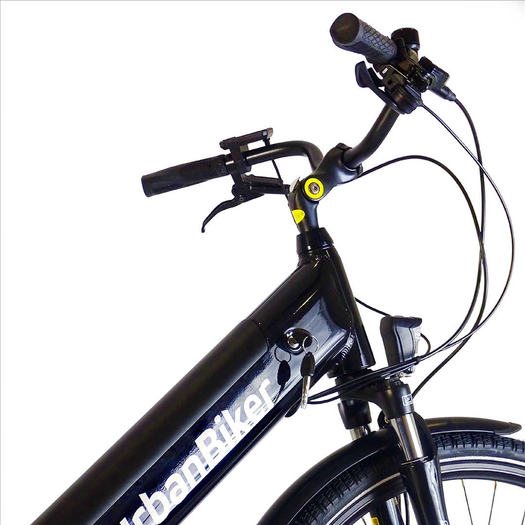 city bike elettrica forcella ammortizzata